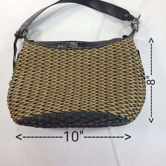 Britghton Rafia Woven Single Strap Handbag Brown Black - Picture 8 of 8